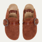 Mules Georgette Veau Velours Cognac