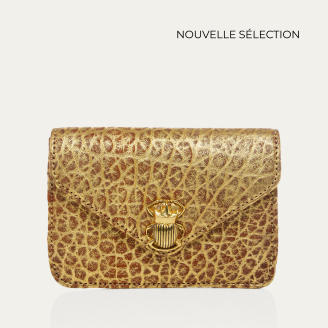 Porte Cartes Alex Cuir Bubble Or Antique