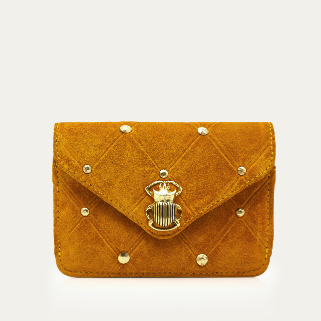 Studded Amber Suede Alex Cards Holder