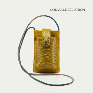 Sulfur Yellow Python Phone Bag Double Marcus