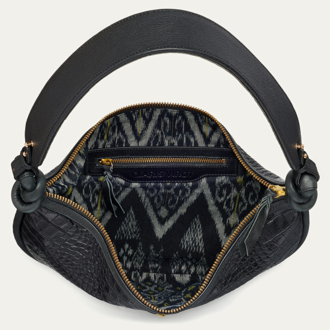 Sac Cuir Embosse Croco Chris Noir