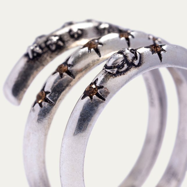 Bague Spiralée à Strass Argent