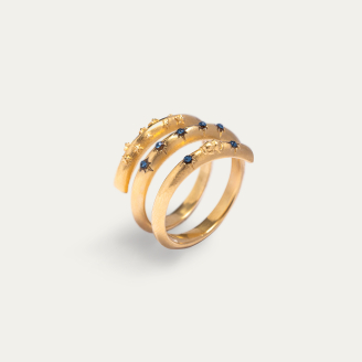 Gold Spiral Ring with Rhinestones