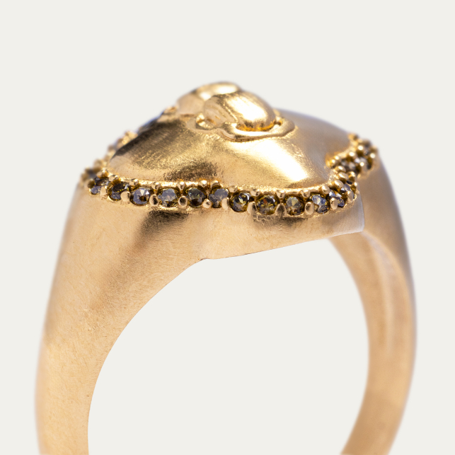 Bague Chevalière Scarabée Or
