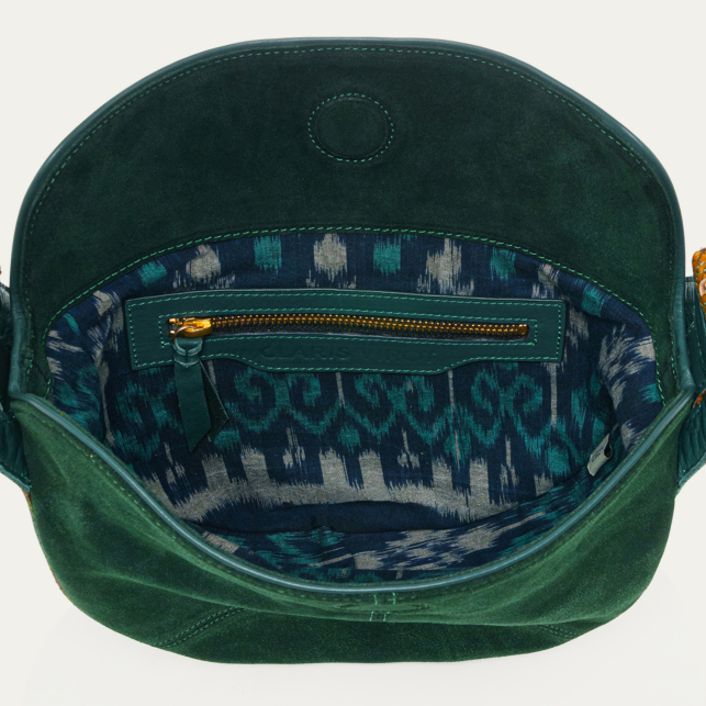 Sac Veau Velours & Python Estelle Vert Jade Bleu Lotus
