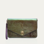 Alicia Lune Leather Clutch with Mother-of-Pearl Rivets
