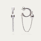 Boucles d'oreilles Créoles à Chaîne Argent