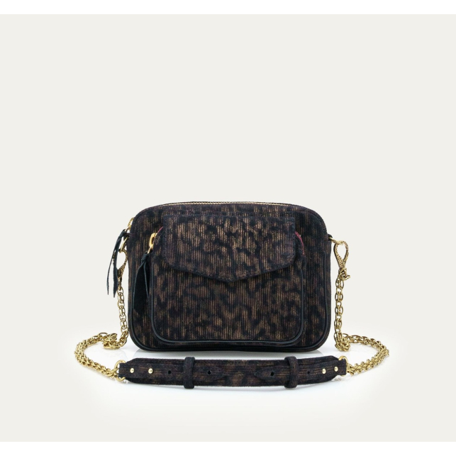 Sac Cuir Charly Noir Nappa Imprime Bandana