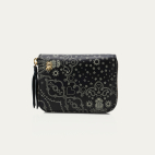 Portefeuille Cuir Mini Bob Nappa Noir Imprime Bandana