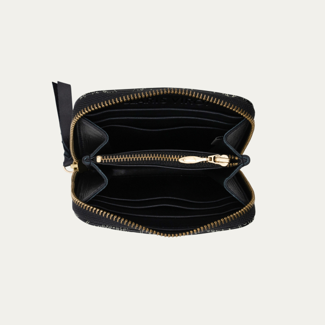 Vintage Black Glossy Leather Mini Bob Wallet