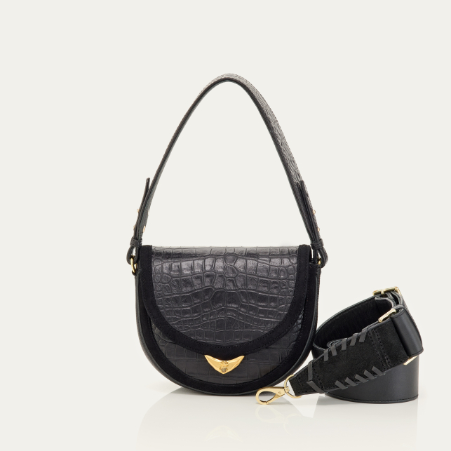 Black Embossed Croco Bag Big Victoria