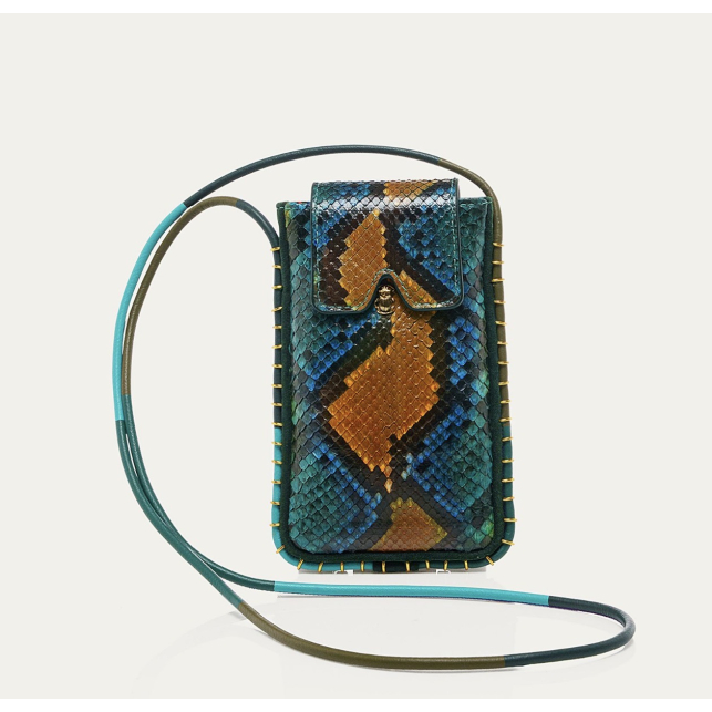 Etui a lunettes Emile Python Lotus Bleu