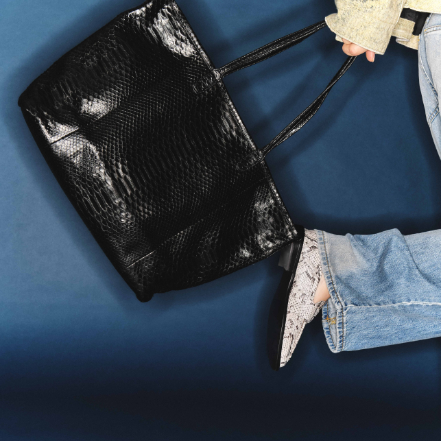 Black Python Tote Marny