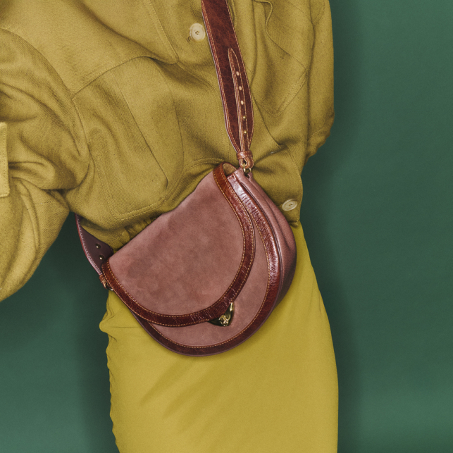 Victoria Cognac Suede Calfskin Bag
