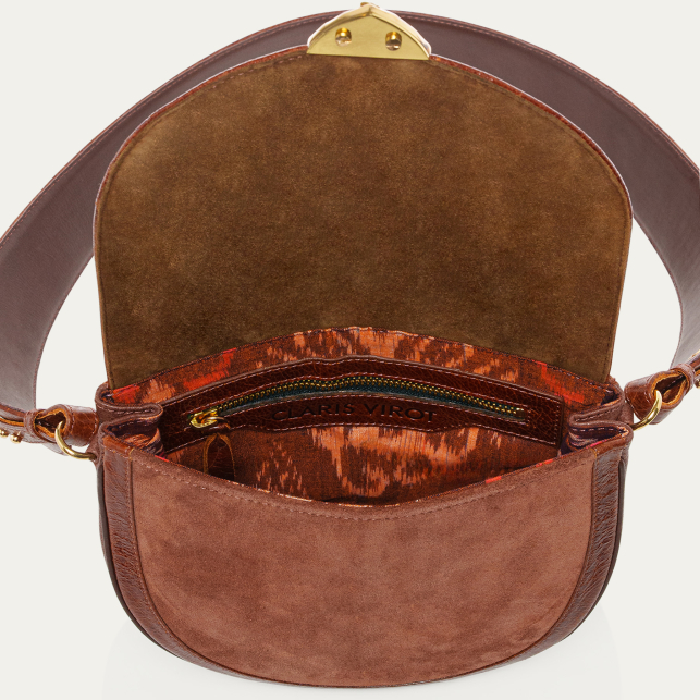 Victoria Cognac Suede Calfskin Bag