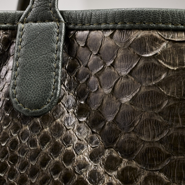 Dark Kaki Python Tote Marny