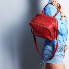 Sac Bandoulière Python Lalya Rouge