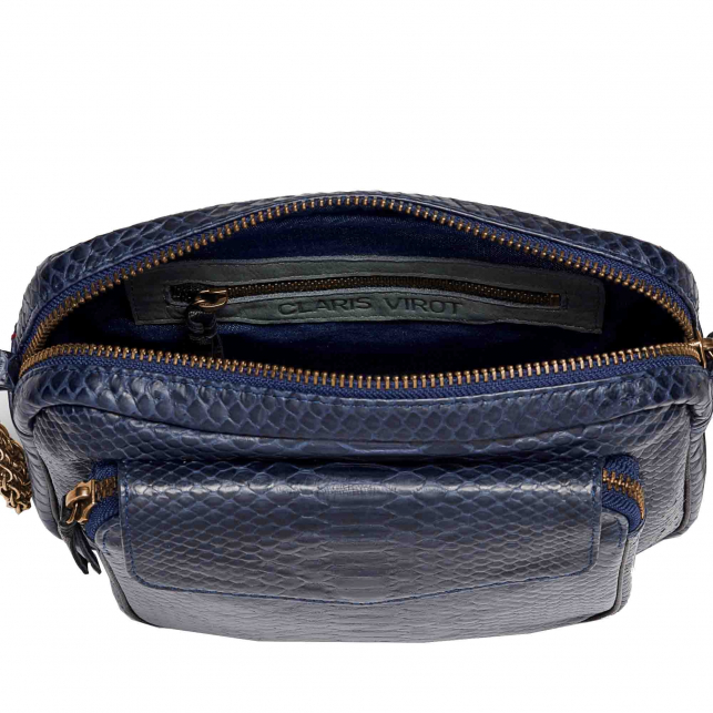 Sac Python Big Charly Bleu Navy Chaîne or