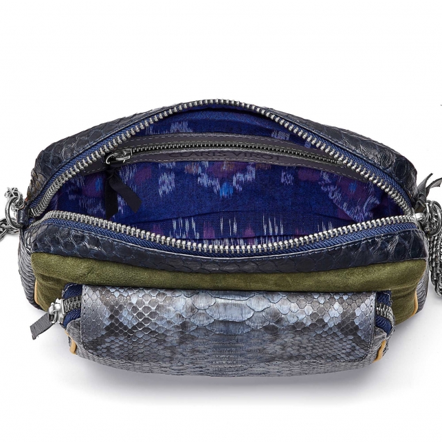 Sac Python Big Charly Tricolore Denim Chaîne
