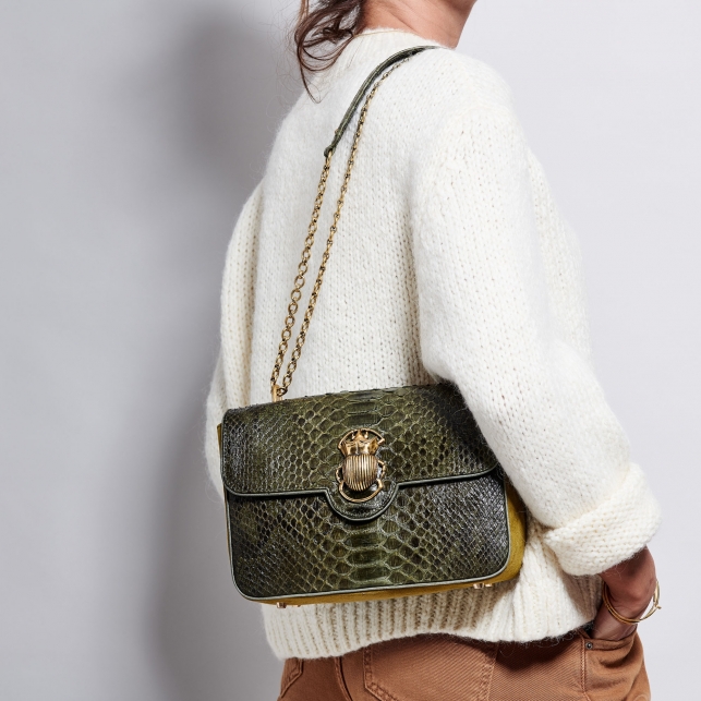 Kaki Python Bag Big Ava Beetle