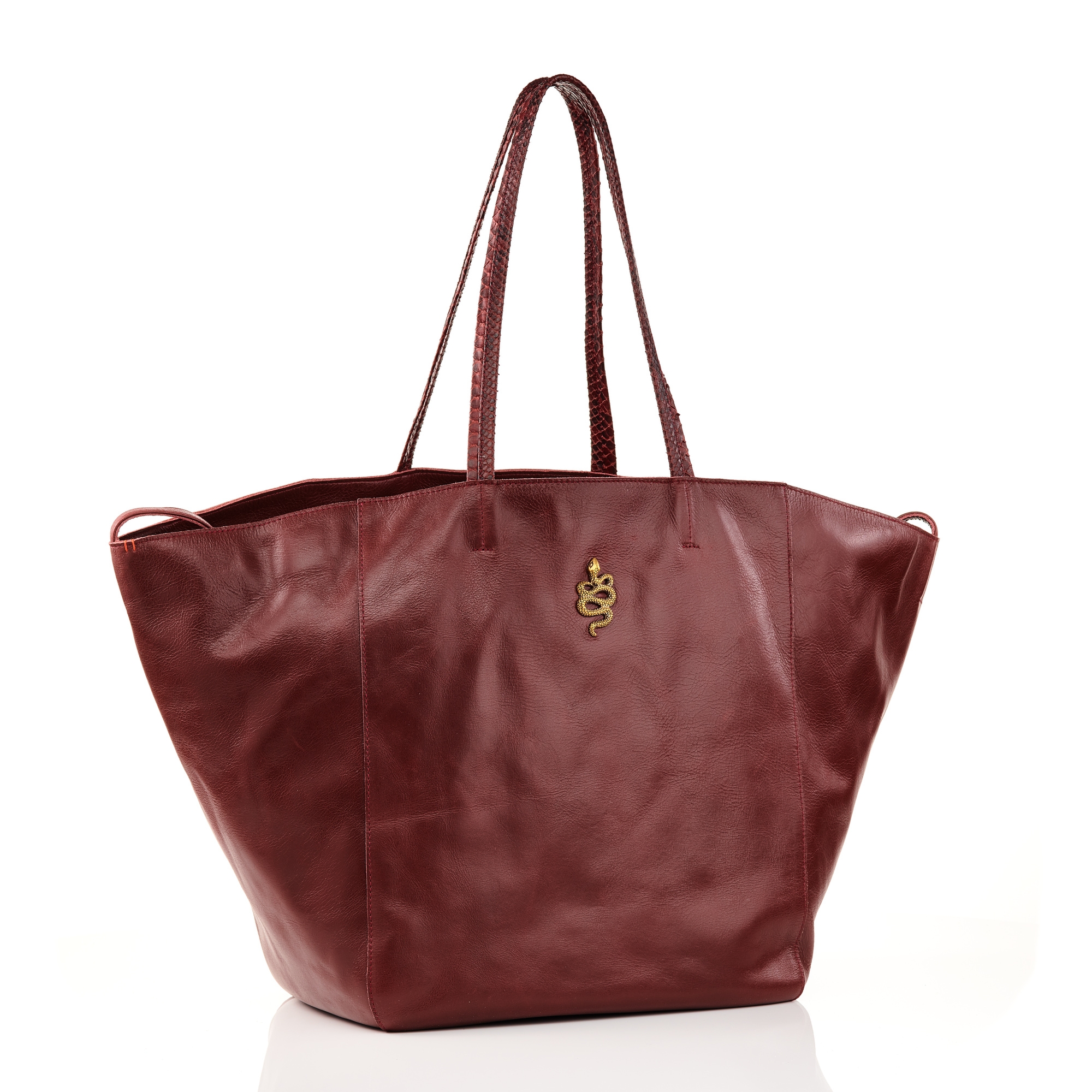 burgundy leather tote bag