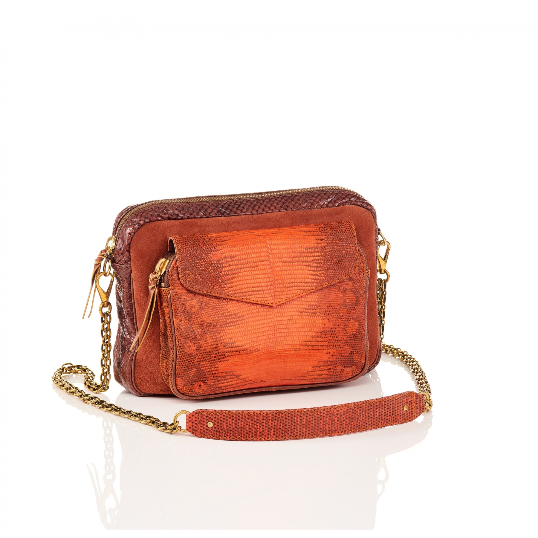 orange chain bag
