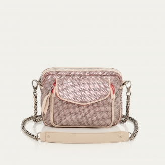 Silver Woven Leather Charly Bag