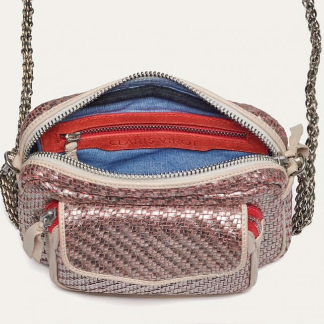 Silver Woven Leather Charly Bag