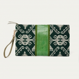 Pochette Python Lou Vert Timor