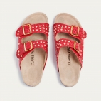 Sandals Python Odette Red Gold Studs 