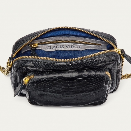 Gold Chain Black Python Charly Bag