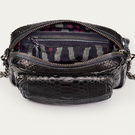 Sac Python Charly Noir Chaîne Argent 