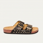 Sandals Python Odette Black Gold Studs 