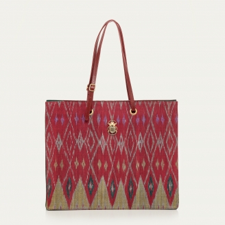 Burgundy Endek Shopping Bag Archi