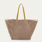 Taupe Studs Leather Tote Felix