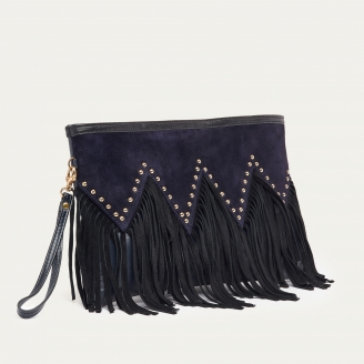 Pochette Python Lou Noir Navy