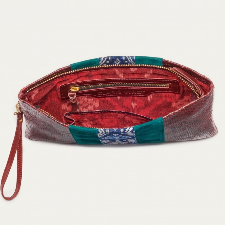 Burgundy Sumba Python Clutch Lou