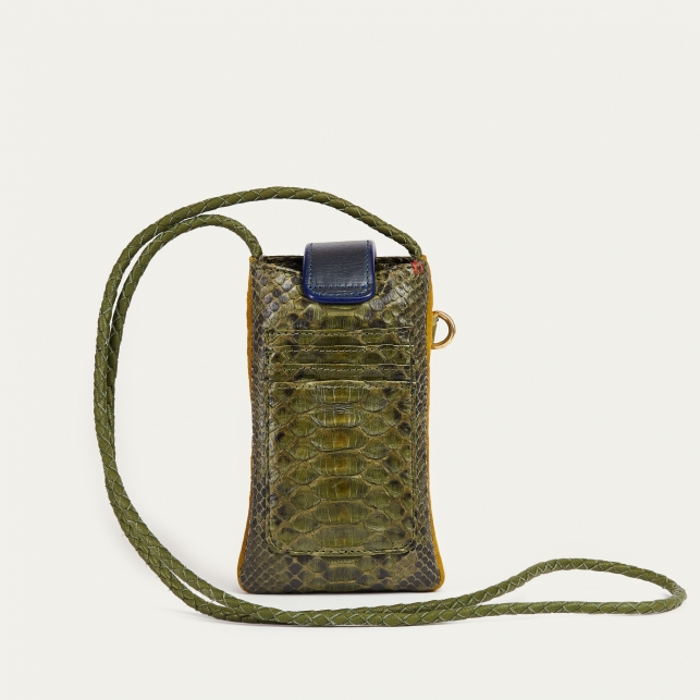 Kaki Mustard Lizard Phone Bag Double Marcus