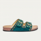 Sandales Cuir Suédé Odette Bleu Canard
