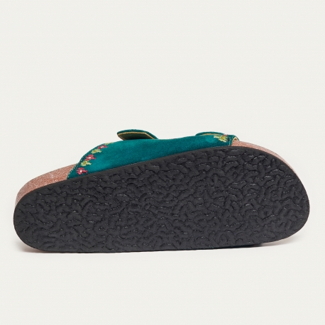 Sandales Cuir Suédé Odette Bleu Canard