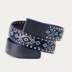 Studded Sumba Navy Leather Belt