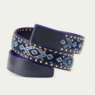 Ceinture Cuir Sumba Clous Navy