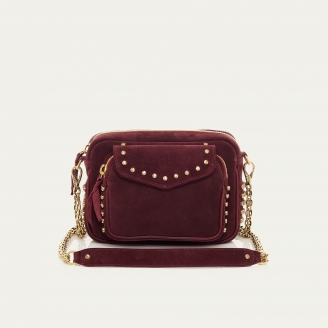 Violet Studded Leather Charly Bag