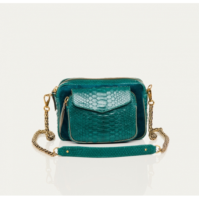 Python and Suede Blue Green Charly Bag
