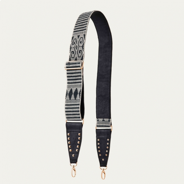 Bandoulière Tissée Noire Metallerie Or
