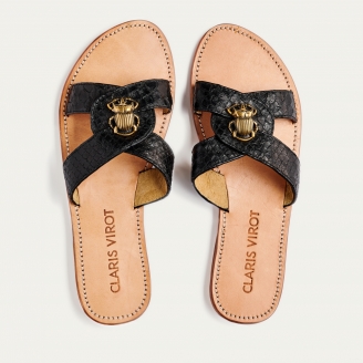 Black Python Nina Sandals