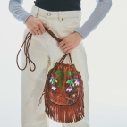 Moka Embrodied Python Fringes Bag Cheyenne