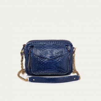 Sac Python Charly Bleu Navy chaine or