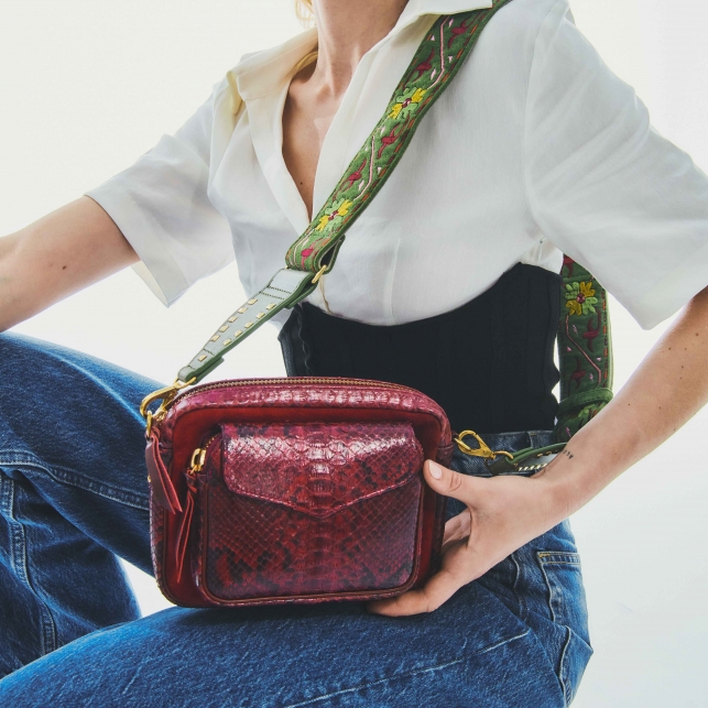Burgundy Matcha Python Charly Bag