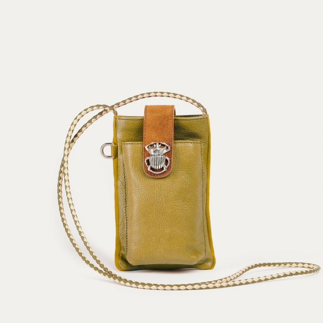 Mustard Camel Leather Phone Bag Double Marcus